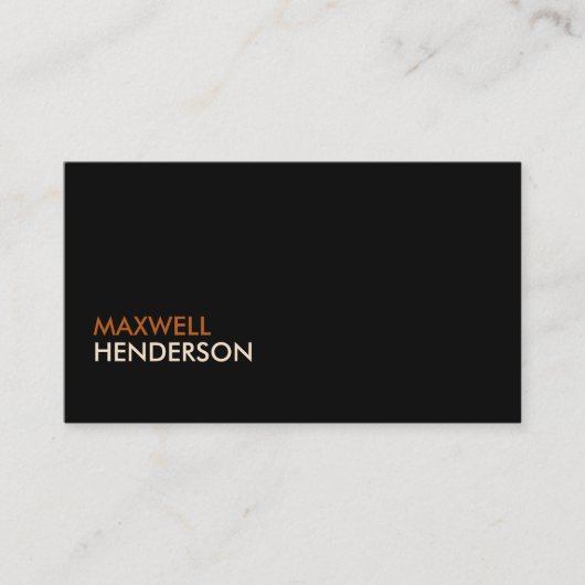 Modernes Schwarz mit Burnt Orange + Beige Beruflic Visitenkarte (Vorderseite)