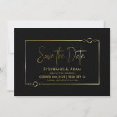 Modernes Schwarz mit Goldrahmen Hochzeit speichern Save The Date (Vorderseite)