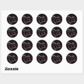 Modernes Schwarz mit hellrosa Made with Liebe Hear Runder Aufkleber (Blatt)