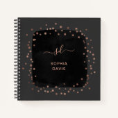 Modernes Schwarz mit Imitaten Rose Gold Punkte Notizblock (Vorderseite)