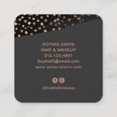 Modernes Schwarz mit Imitaten Rose Gold Punkte Quadratische Visitenkarte (Rückseite)
