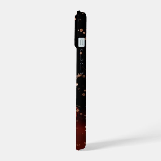 Modernes Schwarz mit rotem Herzen iPhone 15 Hülle (Linke Seite)