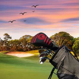 Modernes Schwarz mit roten Streifen Anfangsmonogra Golf Headcover