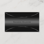 Modernes Schwarz mit Silver Border Chic und stilvo Visitenkarte (Vorderseite)