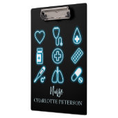 Modernes Schwarz & Neon Medizinisches Symbol für i Klemmbrett (Links)