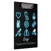 Modernes Schwarz & Neon Medizinisches Symbol für i Klemmbrett (Rechts)