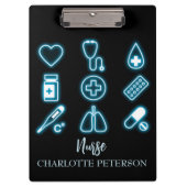 Modernes Schwarz & Neon Medizinisches Symbol für i Klemmbrett (Vorderseite)