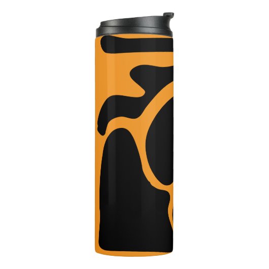 Modernes Schwarz-Orange-Freeform-Muster Thermosbecher (Nach links gedreht)