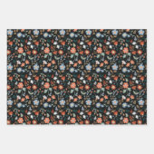 Modernes schwarz-orangefarbenes botanisches Muster Geschenkpapier Set (Vorderseite 2)