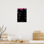Modernes Schwarz-Pink-Glitzer Preislisten Poster (Küche)