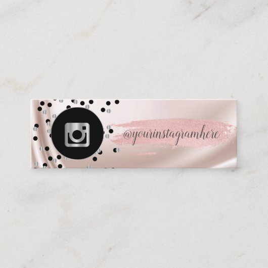 Modernes Schwarz,Punkte,Silver Instagram,Pinselstr Mini Visitenkarte (Vorderseite)