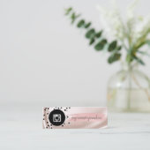 Modernes Schwarz,Punkte,Silver Instagram,Pinselstr Mini Visitenkarte (Stehend Vorderseite)