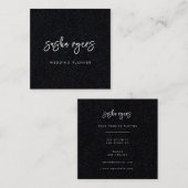 Modernes Schwarz Quadratische Visitenkarte (Vorne/Hinten)