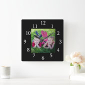 Modernes Schwarz-Rahmen-Foto Quadratische Wanduhr (Zuhause)