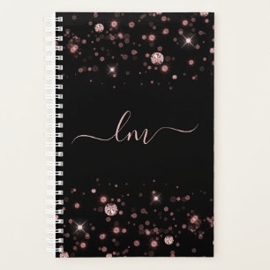 Modernes Schwarz-Rosa-Glam-Glitzer Planer