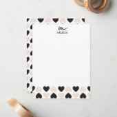 Modernes Schwarz-Rosa-Liebe-Herz-Monogramm Mitteilungskarte (Vorderseite/Rückseite Beispiel)