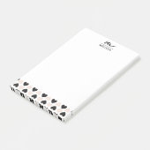 Modernes Schwarz-Rosa-Liebe-Herz-Monogramm Post-it Klebezettel (angewinkelt)