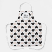 Modernes Schwarz-Rosa-Liebe-Herz-Monogramm Schürze (Vorderseite)