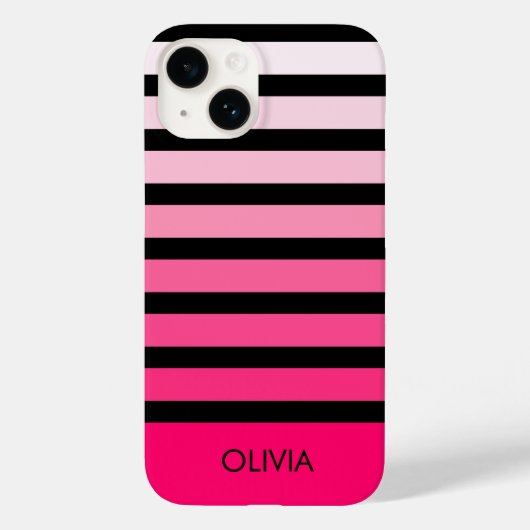 Modernes Schwarz Rosa Ombre Personalisierter Name Case-Mate iPhone Hülle (Rückseite)