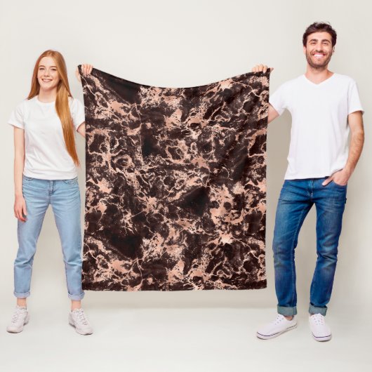 Modernes Schwarz-Rose-Gold-Marmormuster Fleecedecke (Beispiel)