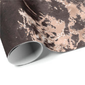 Modernes Schwarz-Rose-Gold-Marmormuster Geschenkpapier (Rolleneckpunkt)