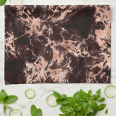 Modernes Schwarz-Rose-Gold-Marmormuster Geschirrtuch (Gefaltet)
