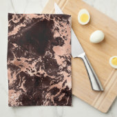 Modernes Schwarz-Rose-Gold-Marmormuster Geschirrtuch (Viertel Falte)