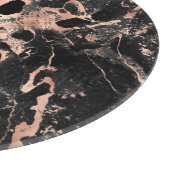 Modernes Schwarz-Rose-Gold-Marmormuster Schneidebrett (Ecke)
