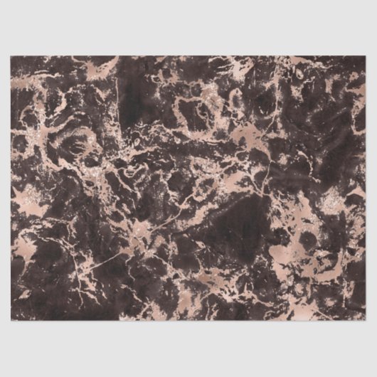 Modernes Schwarz-Rose-Gold-Marmormuster Seidenpapier (Vorderseite)