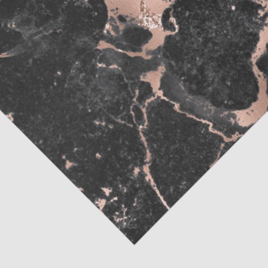 Modernes Schwarz-Rose-Gold-Marmormuster Seidenpapier (Detail)
