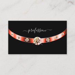 Modernes Schwarz-Rose-Gold mit Monogram-Diamonds Visitenkarte
