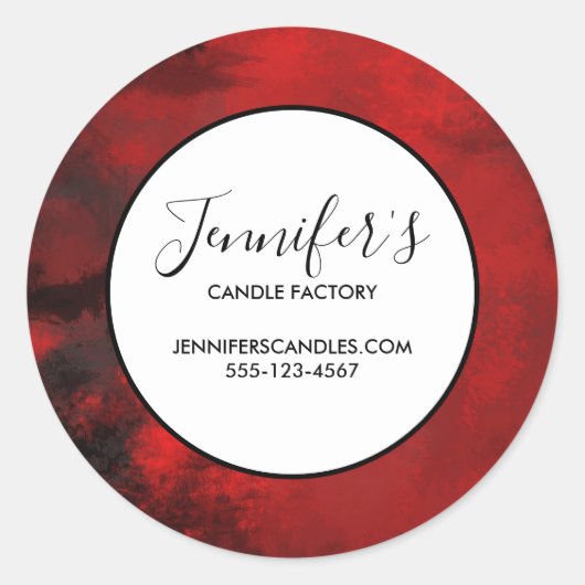 Modernes Schwarz/Rot Abstrakt - Business Runder Aufkleber (Vorderseite)