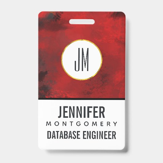 Modernes Schwarz & Rot Abstrakt - Dunkel geheimnis Ausweis (Vorderseite)