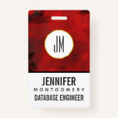 Modernes Schwarz & Rot Abstrakt - Dunkel geheimnis Ausweis (Rückseite)