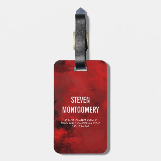 Modernes Schwarz & Rot Abstrakt - Dunkel geheimnis Gepäckanhänger (Rückseite vertikal)