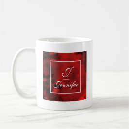 Modernes Schwarz/Rot-Abstraktes Monogramm Kaffeetasse