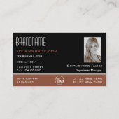 Modernes Schwarz-Rot-Braun mit Logo und Foto Visitenkarte (Rückseite)