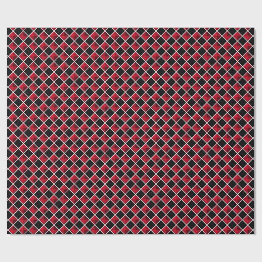 Modernes Schwarz-Rot-Diamant-Muster Geschenkpapier (Flach)