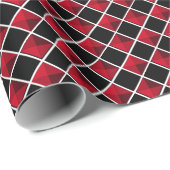 Modernes Schwarz-Rot-Diamant-Muster Geschenkpapier (Rolleneckpunkt)