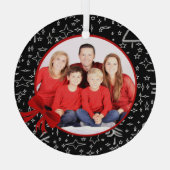 Modernes Schwarz-Rot-Foto Ornament Aus Glas (Rückseite)