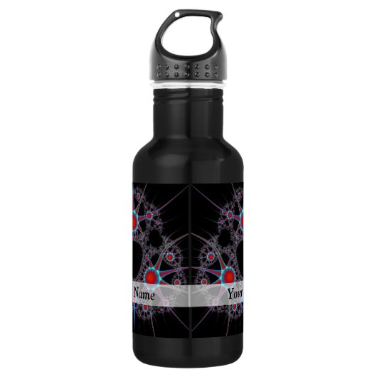 Modernes Schwarz-Rot-Fraktal Trinkflasche (Vorderseite)