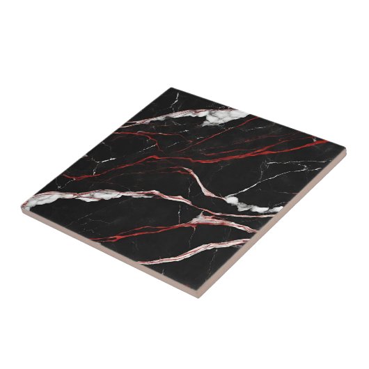 Modernes Schwarz-Rot-Imitat-Muster Fliese (Seite)