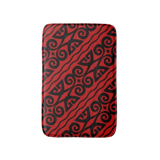 Modernes Schwarz-Rot-Muster Badematte (Vorderseite Vertikal)