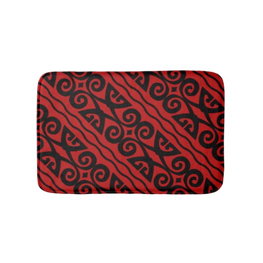 Modernes Schwarz-Rot-Muster Badematte (Vorderseite)