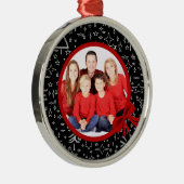 Modernes Schwarz-Rot-Weihnachten-Foto Ornament Aus Metall (Rechts)
