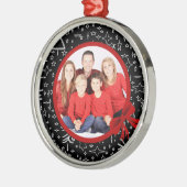 Modernes Schwarz-Rot-Weihnachten-Foto Ornament Aus Metall (Links)