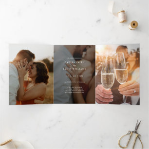 Modernes, schwarz Save the Date Foto Typografie Tr Dreifach Gefaltete Einladung