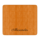 Modernes Schwarz-Schrift mit orangefarbenem Schwar Schneidebrett (Vorderseite)