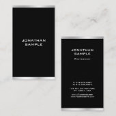 Modernes Schwarz-Silber-Berufliches Elegant Visitenkarte (Vorne/Hinten)