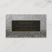 Modernes Schwarz-Silber-Glitzer-Schönheitsmittel Visitenkarte (Rückseite)
